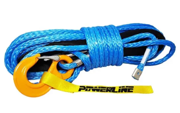 blue synthetic rope 12 mm x 28 m with thimble and hook 108t 1